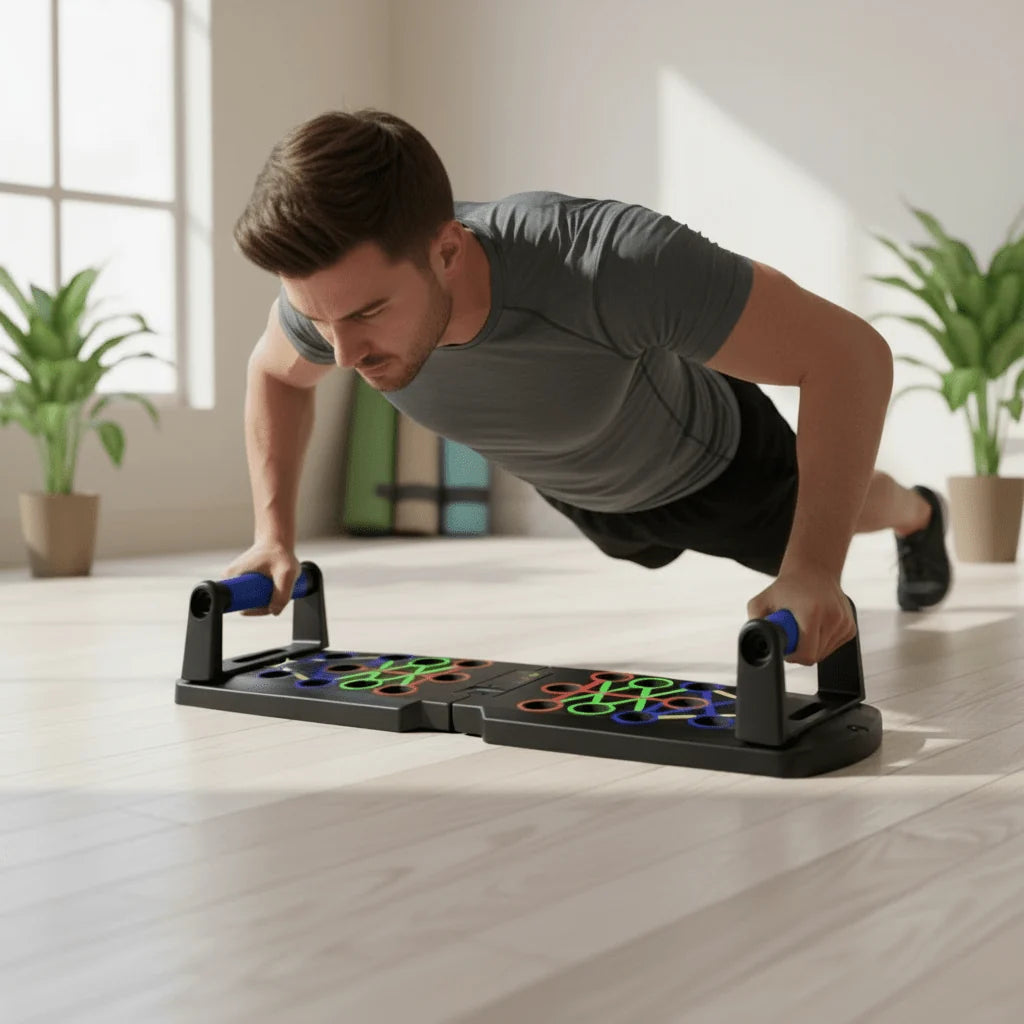 Push-Up Board Color-Coded Grip Zones Compact
