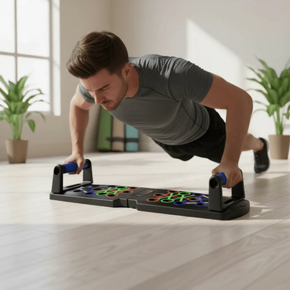 Push-Up Board Color-Coded Grip Zones Compact