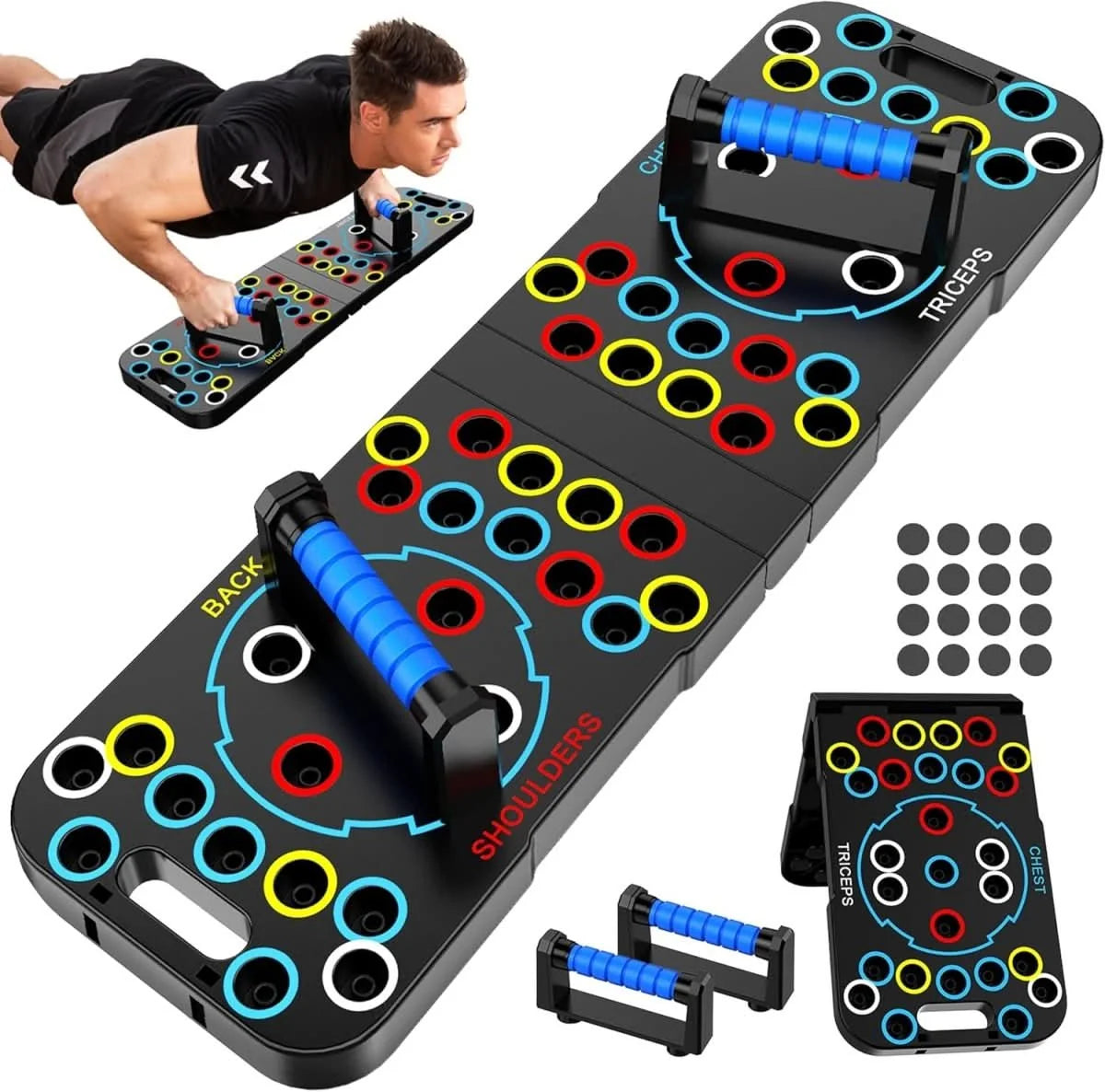 Push-Up Board Color-Coded Grip Zones Compact