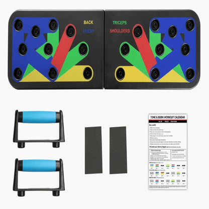 Push-Up Board Color-Coded Grip Zones Compact