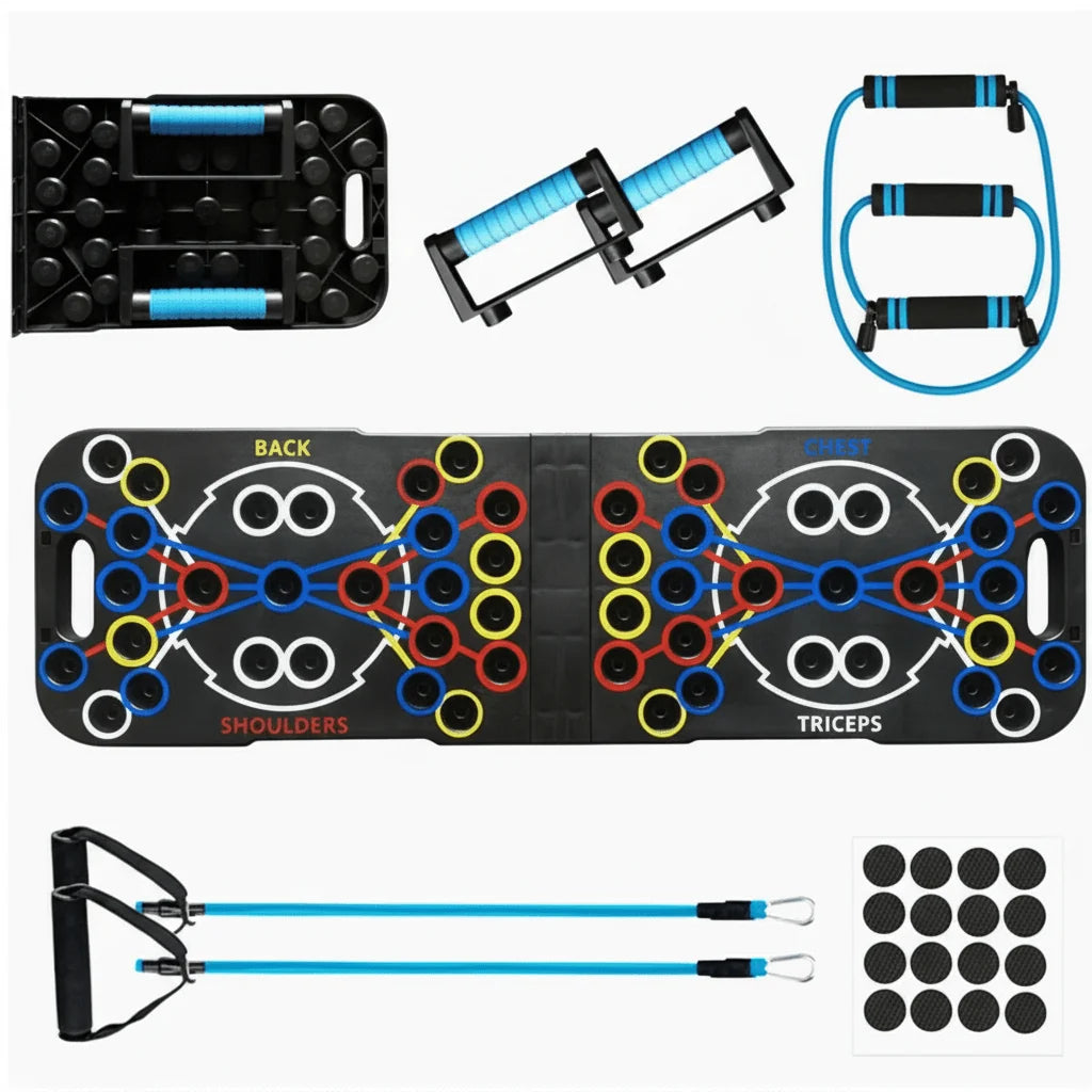 Push-Up Board Color-Coded Grip Zones Compact