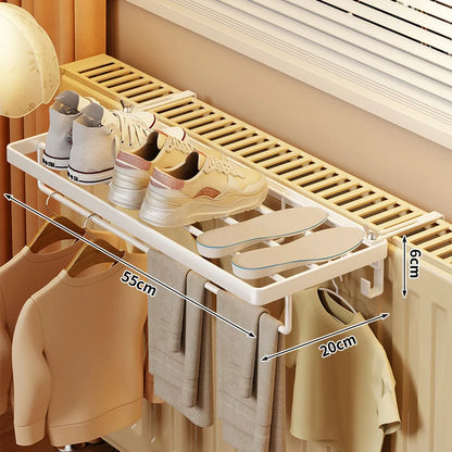 Radiator Drying Rack Foldable Rust-Resistant Metal With Hooks & Shelf