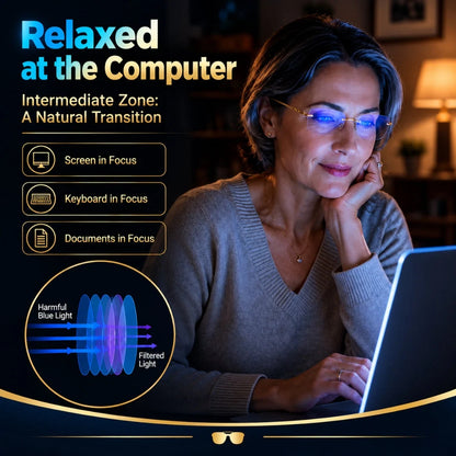 Reading Glasses Multifocal Metal Frame Multiple Strengths