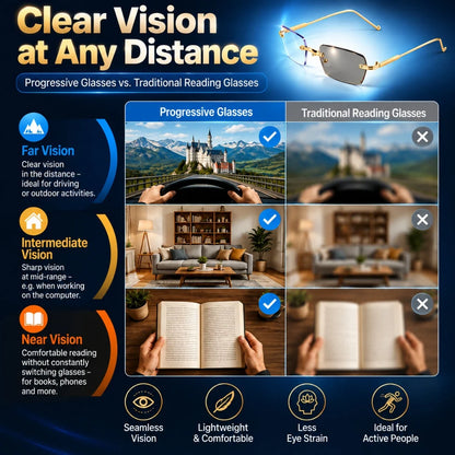 Reading Glasses Multifocal Metal Frame Multiple Strengths