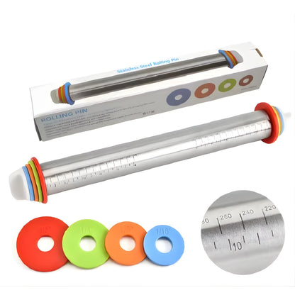 Rolling Pin Stainless Steel Adjustable Thickness Nonstick Surface