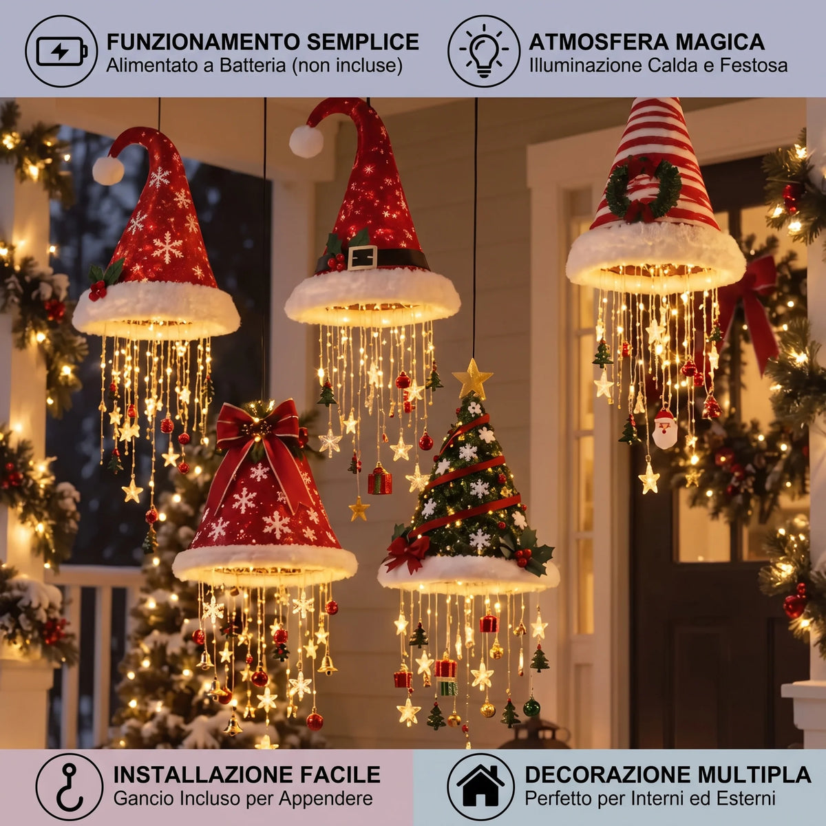 Santa Hat With Integrated LED Lights for Christmas Parties