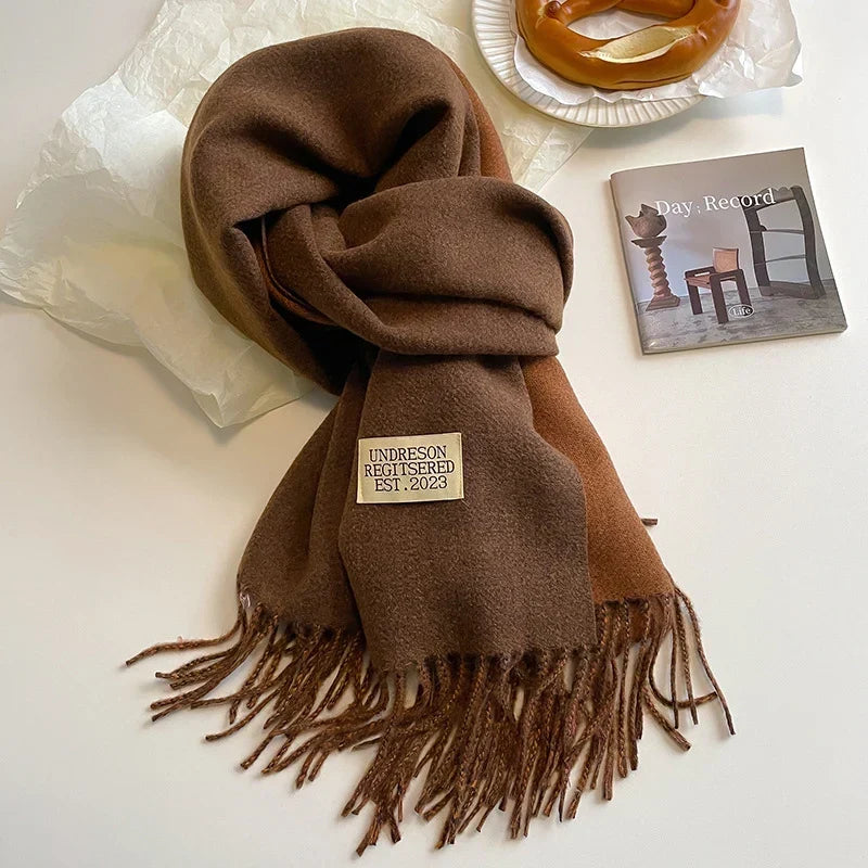 Scarf Soft Warm Rectangular With Fringe