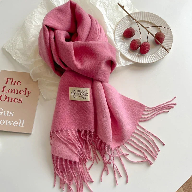 Scarf Soft Warm Rectangular With Fringe