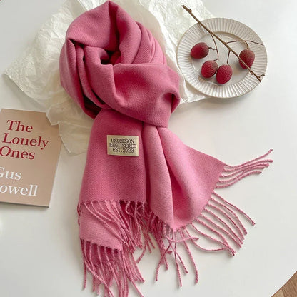 Scarf Soft Warm Rectangular With Fringe