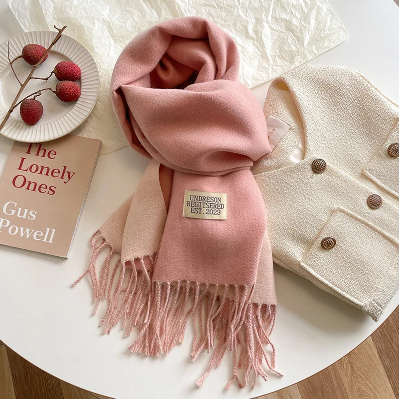 Scarf Soft Warm Rectangular With Fringe