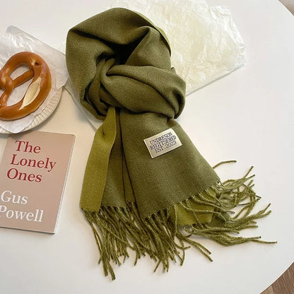 Scarf Soft Warm Rectangular With Fringe