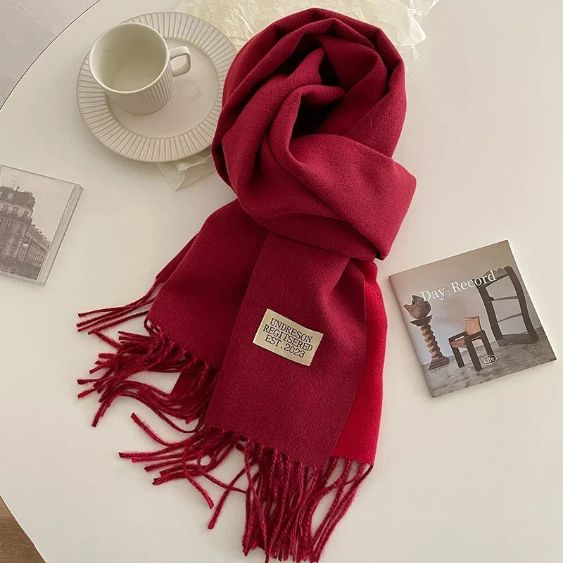 Scarf Soft Warm Rectangular With Fringe