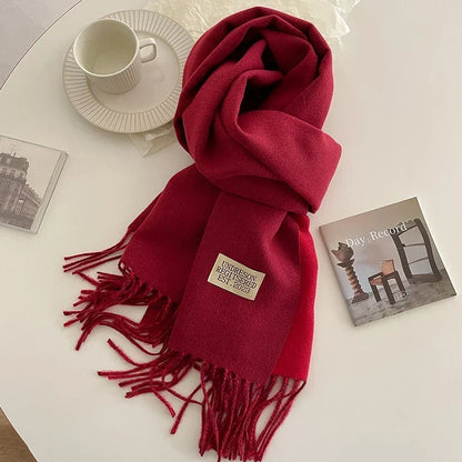 Scarf Soft Warm Rectangular With Fringe