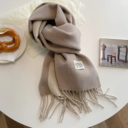 Scarf Soft Warm Rectangular With Fringe