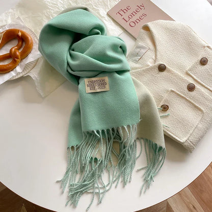 Scarf Soft Warm Rectangular With Fringe