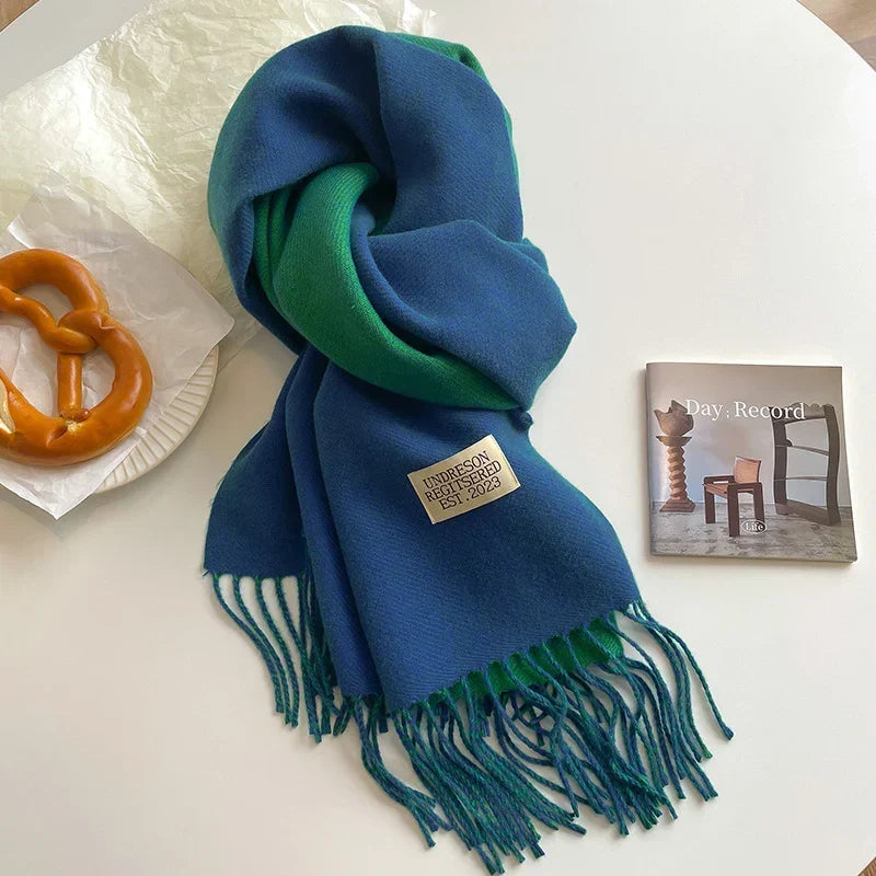 Scarf Soft Warm Rectangular With Fringe