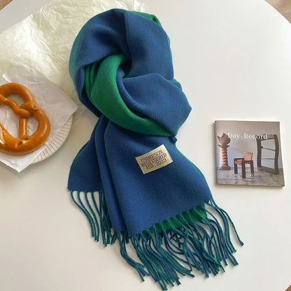 Scarf Soft Warm Rectangular With Fringe