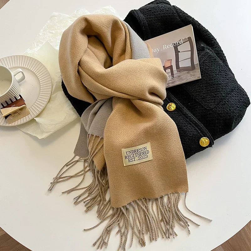 Scarf Soft Warm Rectangular With Fringe