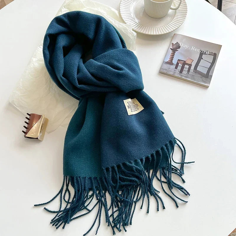 Scarf Soft Warm Rectangular With Fringe