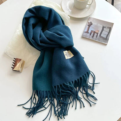 Scarf Soft Warm Rectangular With Fringe