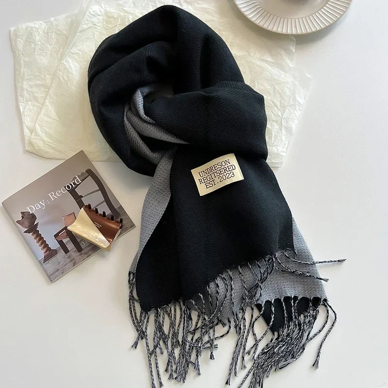 Scarf Soft Warm Rectangular With Fringe