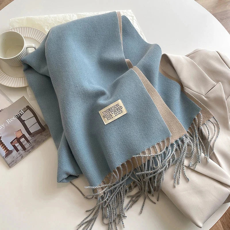 Scarf Soft Warm Rectangular With Fringe