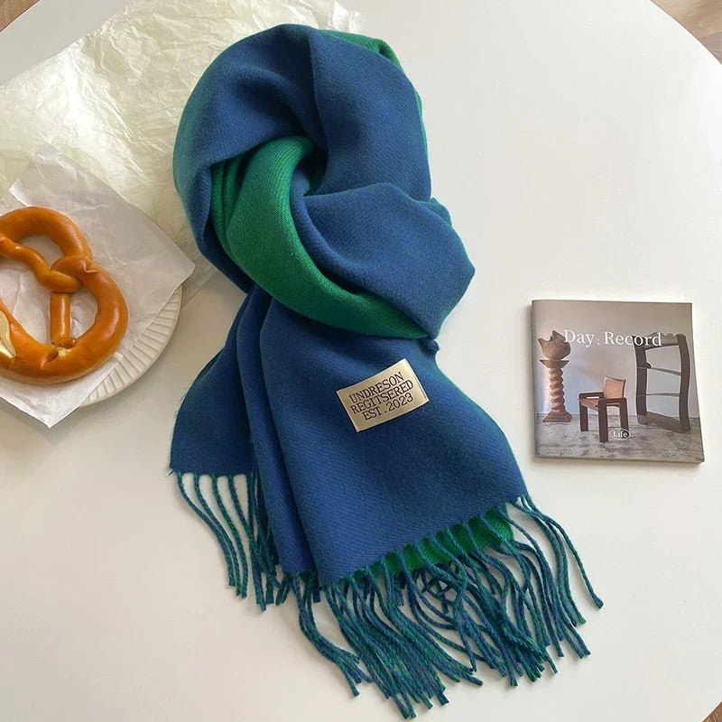 Scarf Soft Warm Rectangular With Fringe