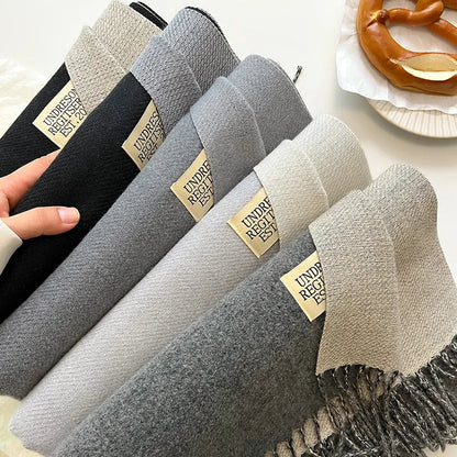 Scarf Soft Warm Rectangular With Fringe