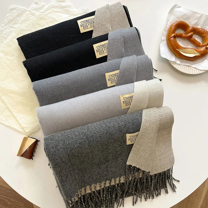 Scarf Soft Warm Rectangular With Fringe