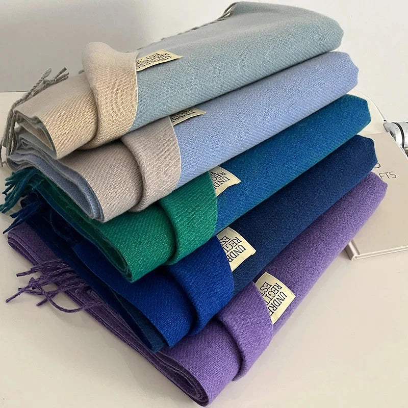 Scarf Soft Warm Rectangular With Fringe