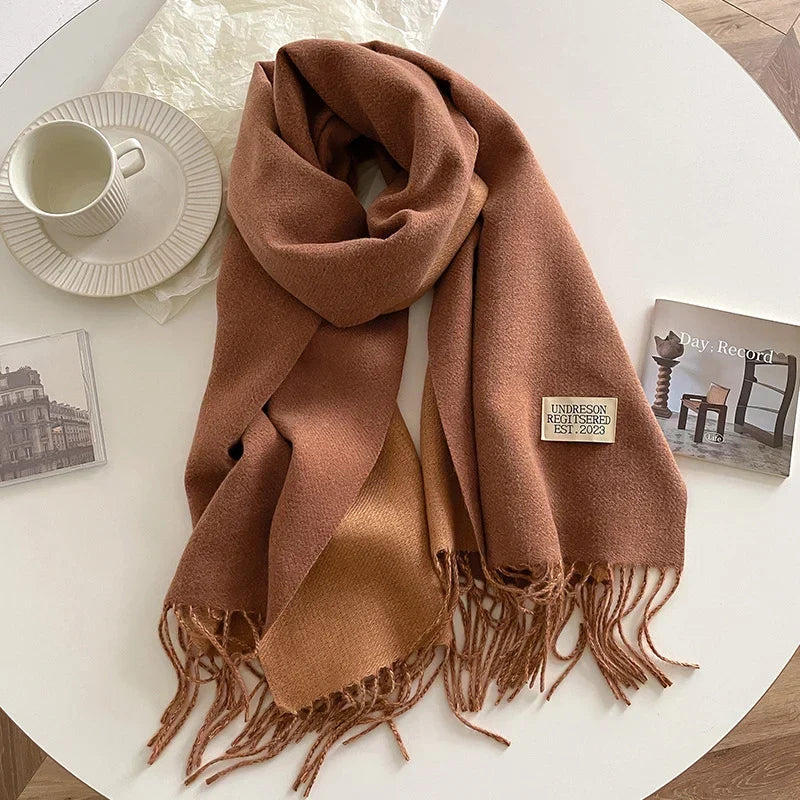 Scarf Soft Warm Rectangular With Fringe