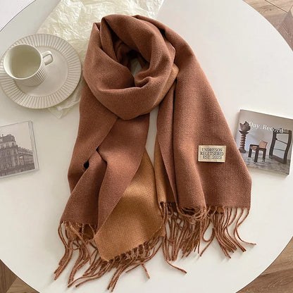 Scarf Soft Warm Rectangular With Fringe