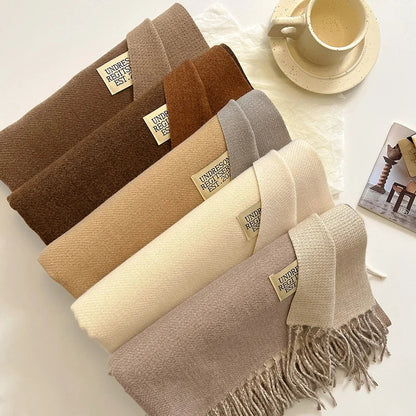 Scarf Soft Warm Rectangular With Fringe