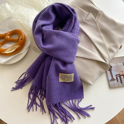 Scarf Soft Warm Rectangular With Fringe