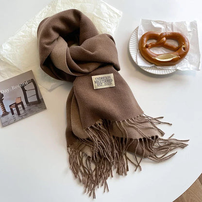 Scarf Soft Warm Rectangular With Fringe