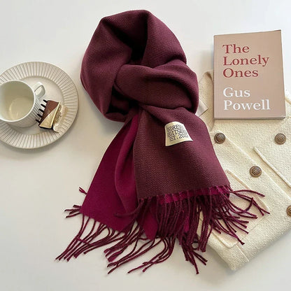 Scarf Soft Warm Rectangular With Fringe