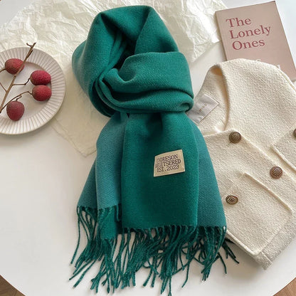 Scarf Soft Warm Rectangular With Fringe
