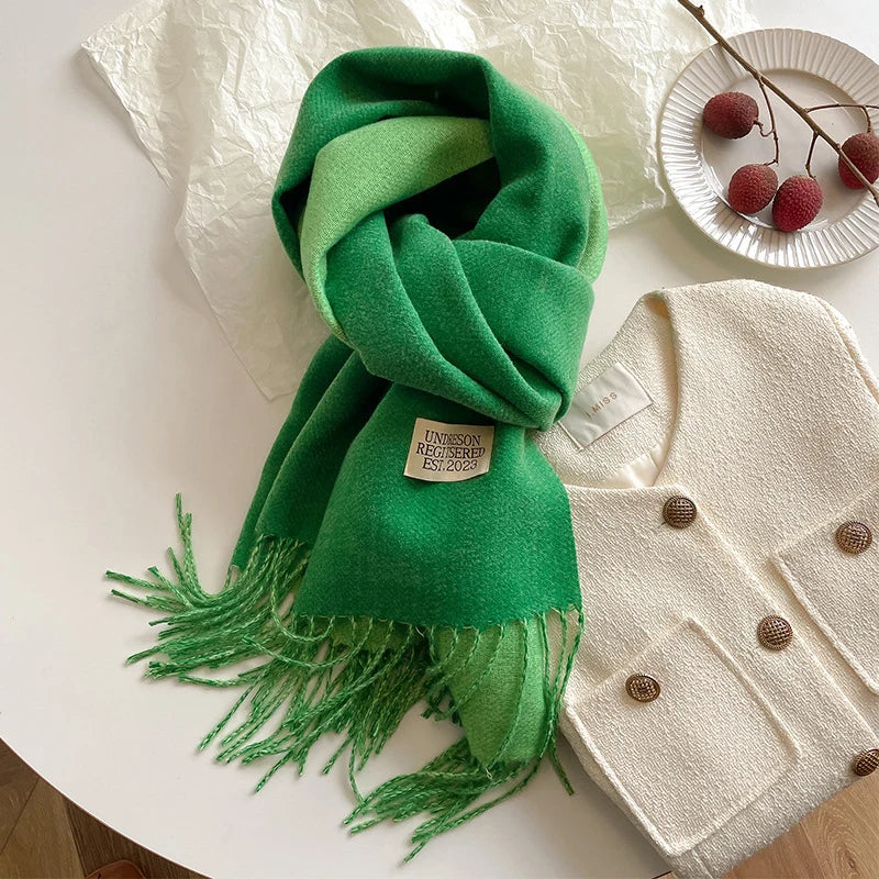 Scarf Soft Warm Rectangular With Fringe