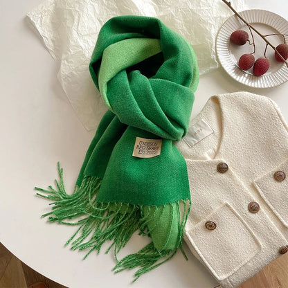 Scarf Soft Warm Rectangular With Fringe