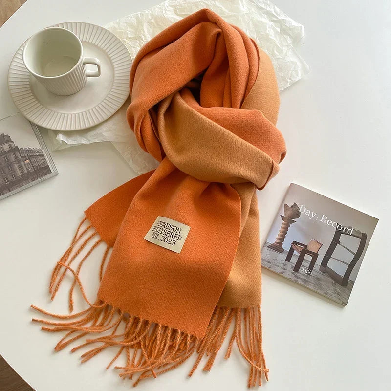 Scarf Soft Warm Rectangular With Fringe