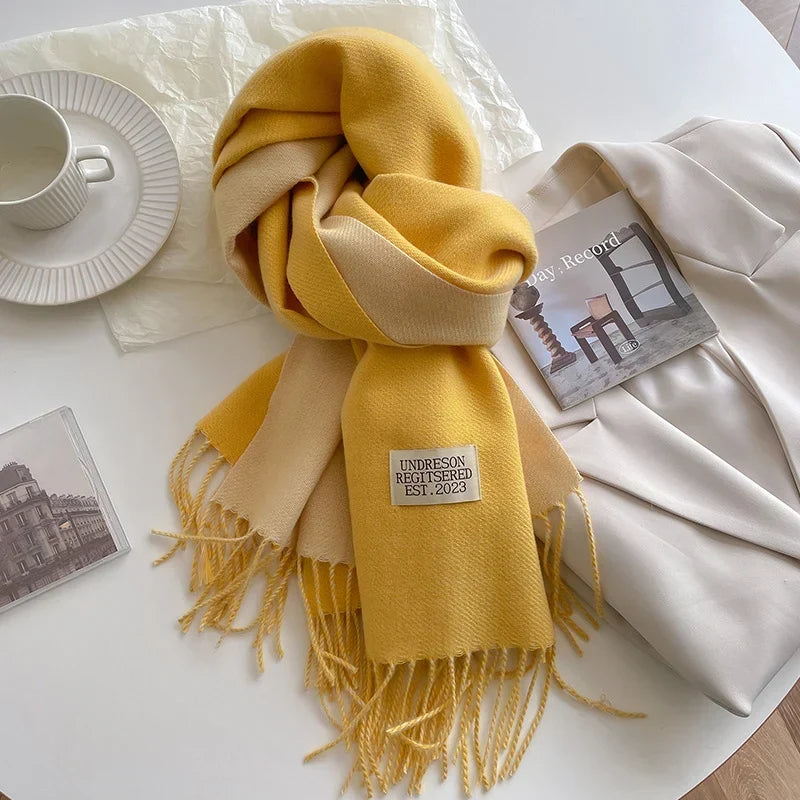 Scarf Soft Warm Rectangular With Fringe