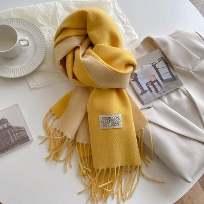 Scarf Soft Warm Rectangular With Fringe