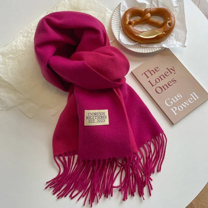 Scarf Soft Warm Rectangular With Fringe