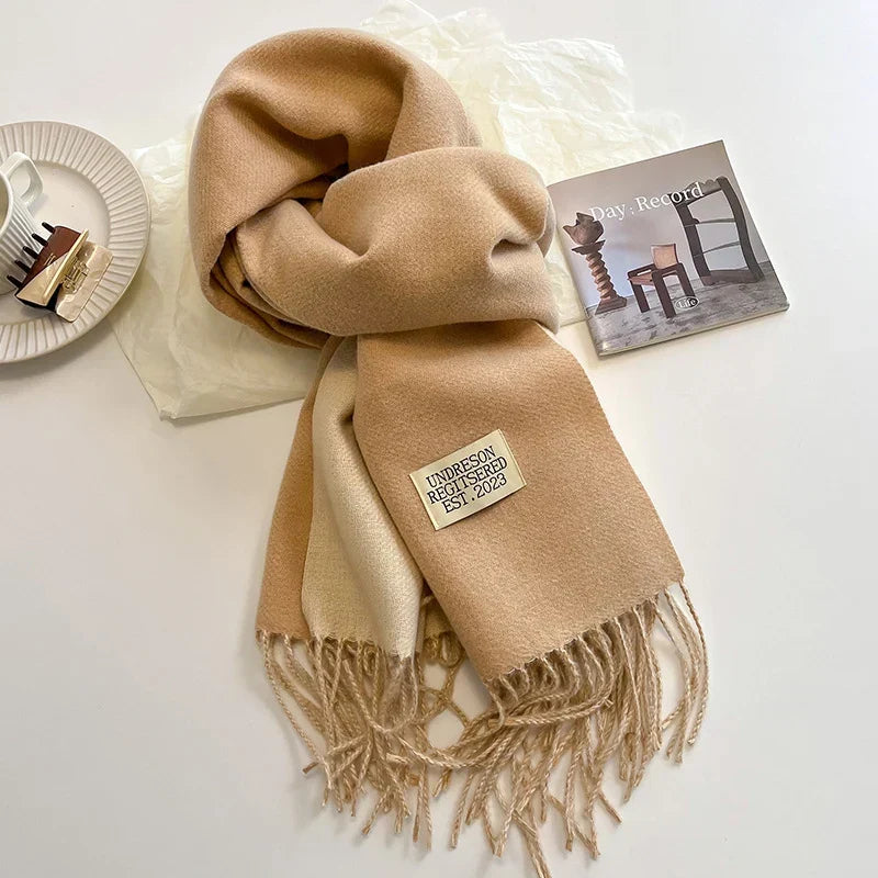 Scarf Soft Warm Rectangular With Fringe