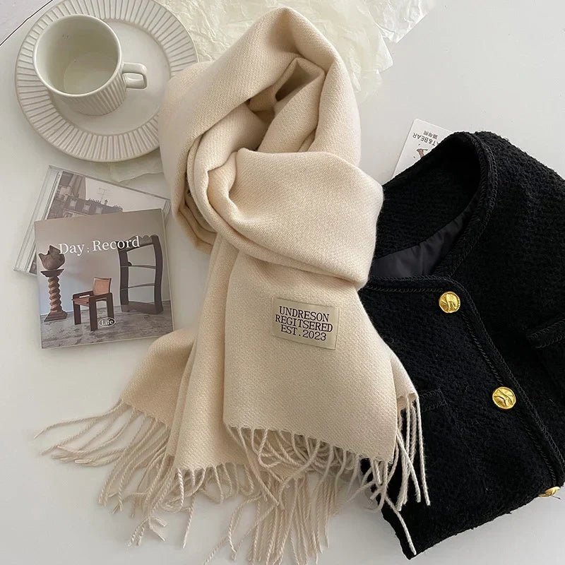 Scarf Soft Warm Rectangular With Fringe