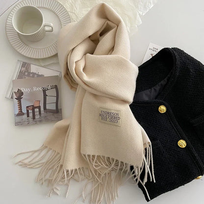 Scarf Soft Warm Rectangular With Fringe