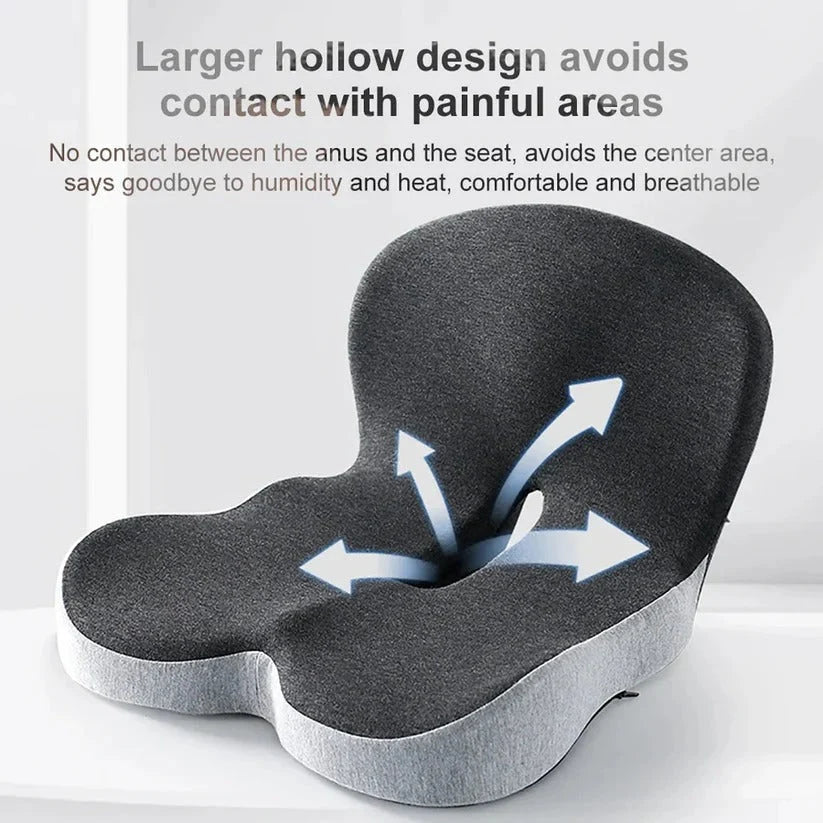 Seat Cushion High-Density Memory Foam Attached Backrest Non-Slip Base