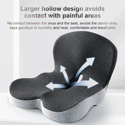 Seat Cushion High-Density Memory Foam Attached Backrest Non-Slip Base