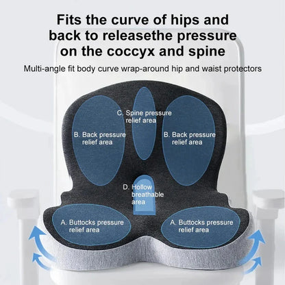 Seat Cushion High-Density Memory Foam Attached Backrest Non-Slip Base