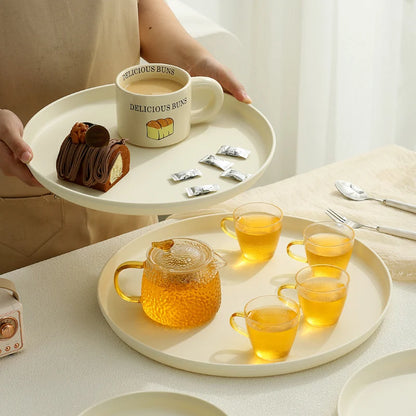 Serving Tray Round Plastic Easy-Clean Surface Multiple Sizes